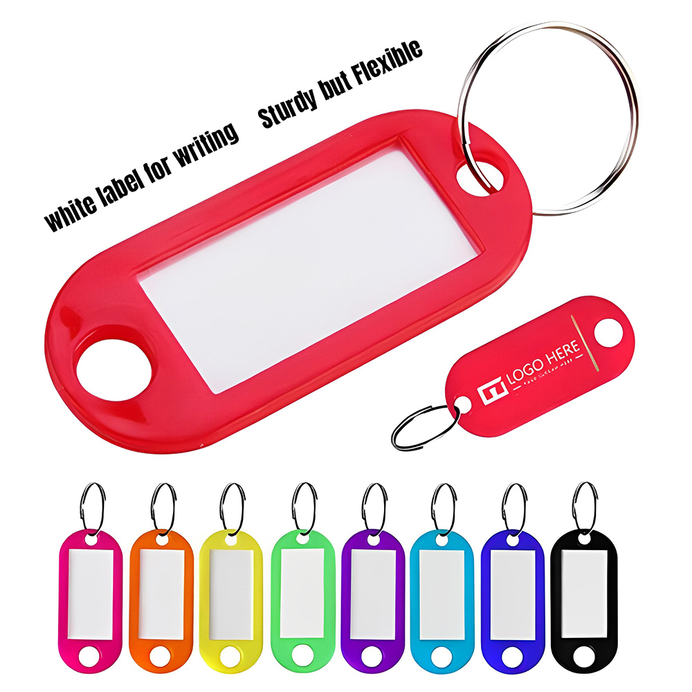 Plastic Key Tag With Label Window Ring Holder